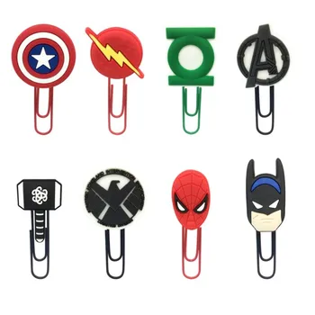

8pcs/set Cartoon Avenger Heros Cute PVC Bookmarks for Books Paper Holder Clips School Office Supplies Stationery Kids Toy Gifts