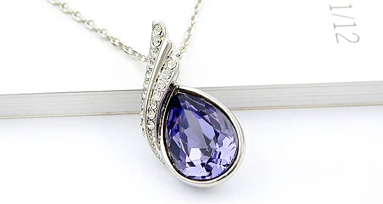 Ожерелье с кристаллами Swarovski подвески в виде капли воды ювелирные изделия и