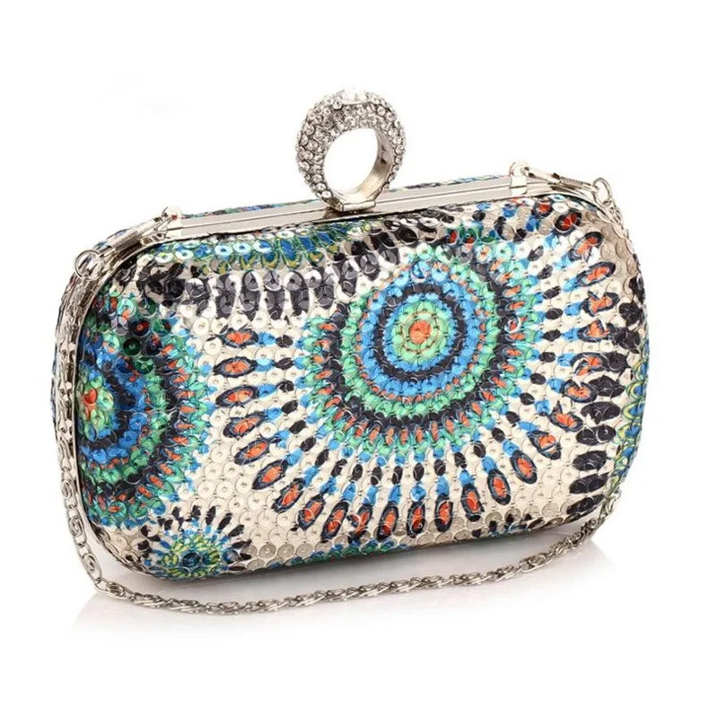 2016 Fashion Ladies Clutch Knuckle Rings Evening Bag Rhinestone Fingers