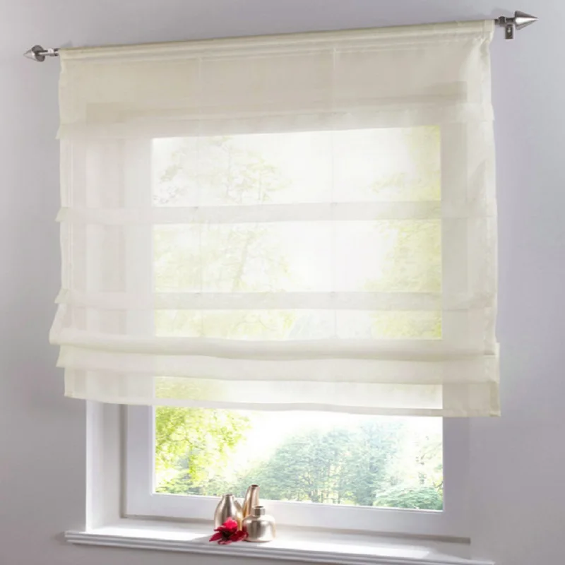 Cortinas de cocina de gasa corta sólido transparente Cortina persianas de tul Panel de criba para habitaciones tratamiento de ventanas Cortina Romana Cortinas de cocina de gasa corta sólido transparente Cortina persianas de tul Panel de criba para habitaciones tratamiento de ventanas Cortina Romana