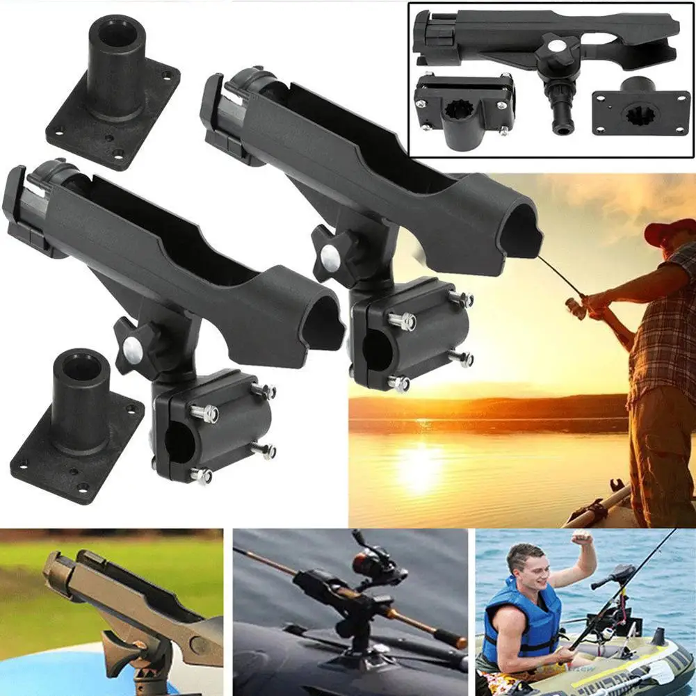 

NEW 2Pcs Rotatable Kayak Boat Mount Fishing Rod Pole Holder Support Bracket Stand