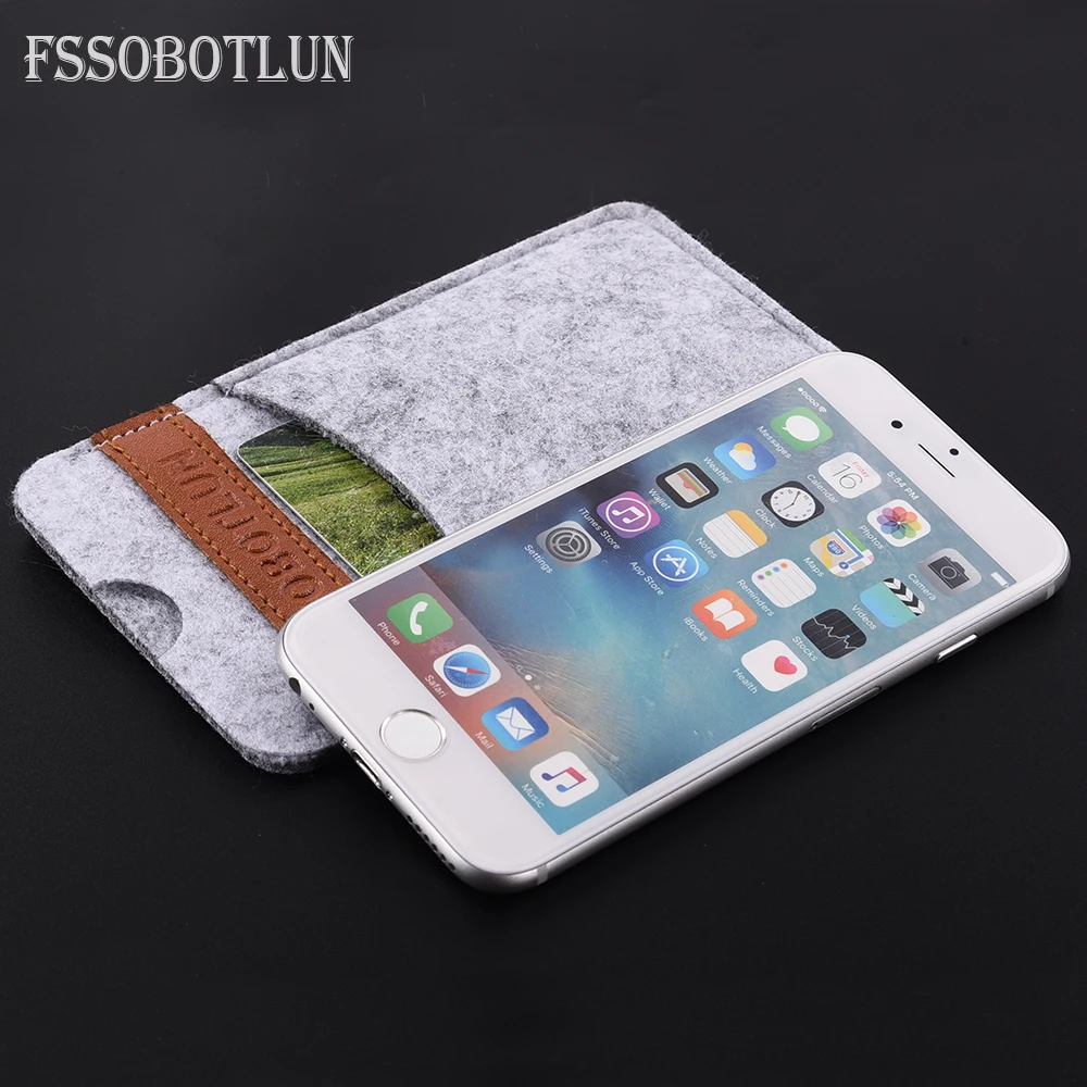 

FSSOBOTLUN,3 Colors,For iPhone 8/7 4.7" PU Leather+Handmade Wool Felt Pouch Case Sleeve With Card Pocket For iPhone 6/6s