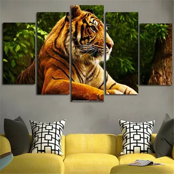

5D Diy Diamond Embroidery Paintings Rhinestone full square Diamond Painting Cross Stitch Tiger Mosaic 5PCS Multi-picture decor