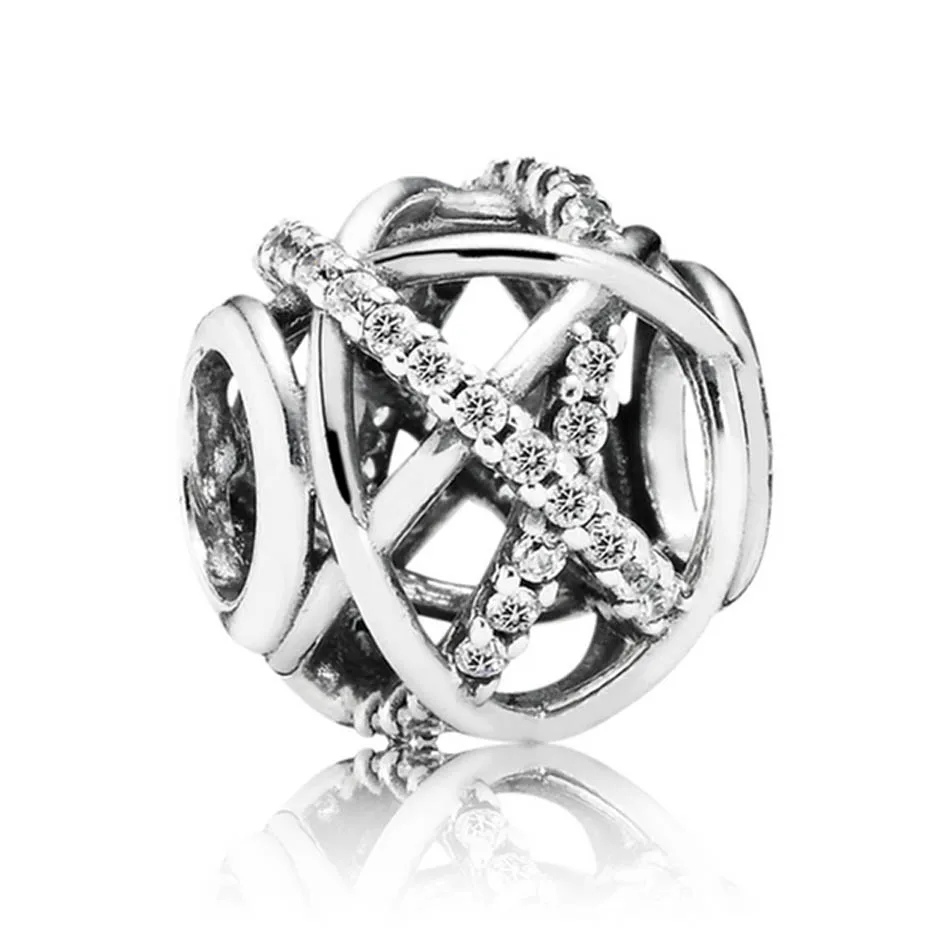 

Authentic S925 Sterling Silver DIY Jewelry Galaxy Charm fit Pandora Bracelet Bangle Girl Gift Clear CZ Openwork