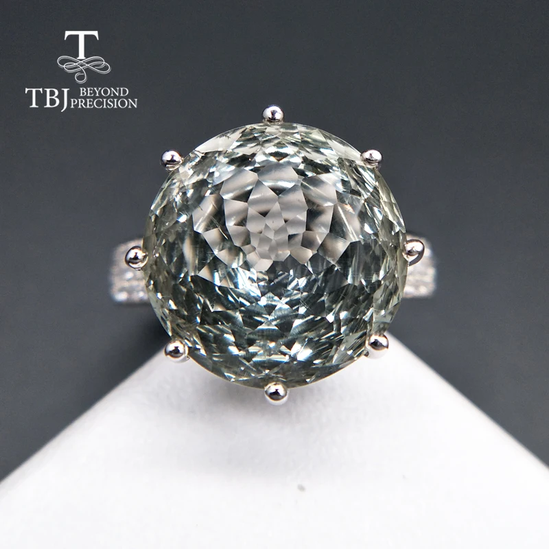 TBJ, натуральный драгоценный камень Птичье гнездо ограненное большое круглое зеленое кольцо с аметистом кольцо празиолот серебро 925 пробы хорошее ювелирное изделие для девочки