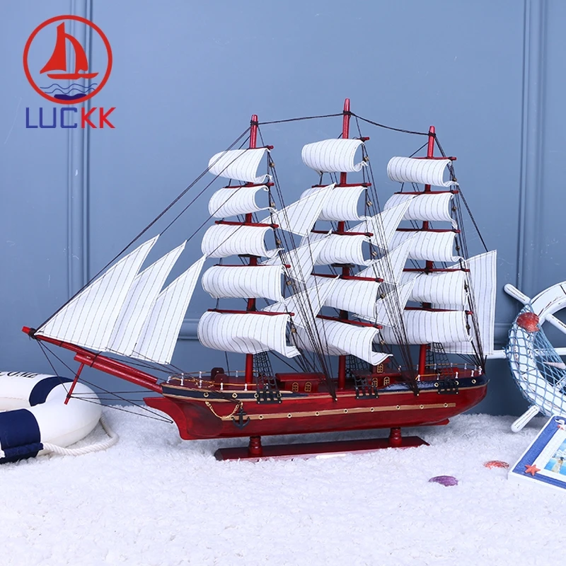 LUCKK 80 см красные деревянные модели DIY корабль парусник с якорем Nordica домашнее