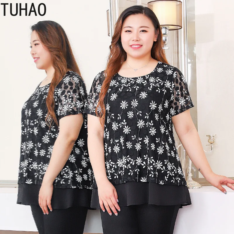 

TUHAO Plus Size 10xl 8xl 6XL 4XL Womens Shirts Mother Elegant Black Blouse Office Lady Casual Woman Bloouses Shirts Tops Clothes
