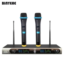 BINEAE BY-007 Профессиональный двухканальный домашнее караоке театральная система динамические металлические беспроводные микрофоны ручной для PA системы