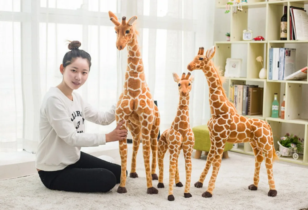 60-120 см гигантская Милая креативная игрушка жираф, плюшевая игрушка для девочки, мягкая кукла в виде животного, аксессуары для дома, подарок для ребенка на день рождения