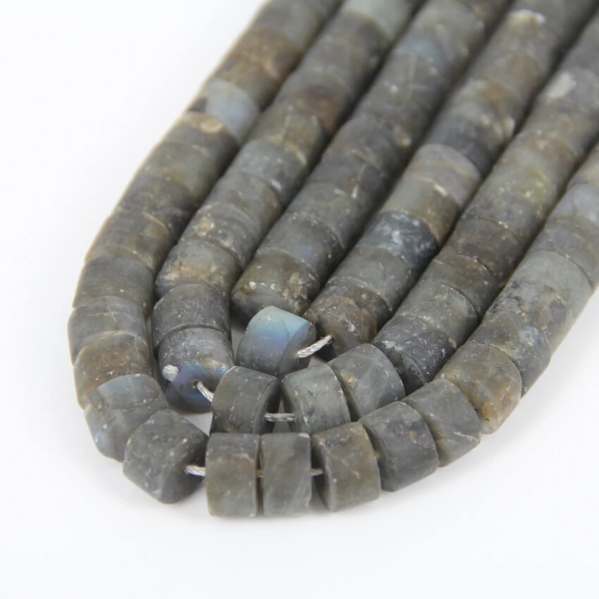 

Approx 50pcs,Ntaural Flash Labradorite Matte Rondelle Heishi Beads,Gray Labradorite Thick Disc Beads,6-8x12mm