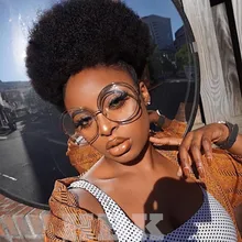 HBK, круглые солнцезащитные очки, золотые, прозрачные, для женщин, большой размер, Ретро стиль, зеркальные, солнцезащитные очки, для девушек, для женщин, Ретро стиль, брендовые, дизайнерские