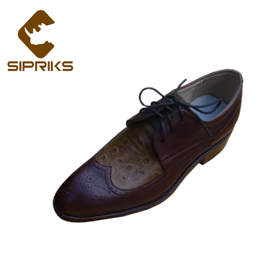 Sipriks Классическая обувь из натуральной кожи Wingtip мужские туфли Goodyear со шнуровкой