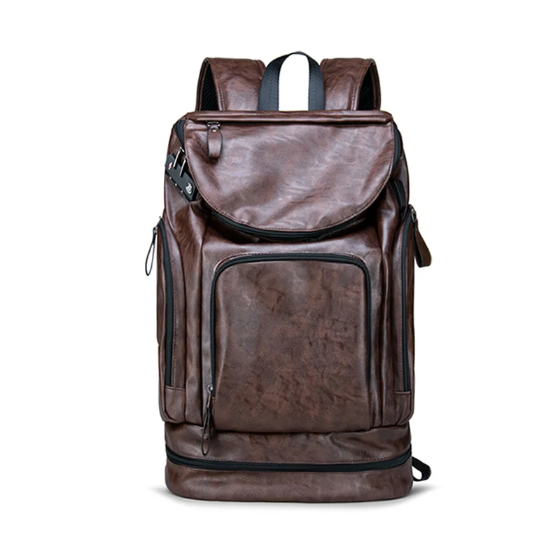 Брендовый повседневный мужской рюкзак, кожаная дорожная сумка, многофункциональный офисный рюкзак, водонепроницаемый большой рюкзак, багажные сумки XA223ZC - Цвет: Brown