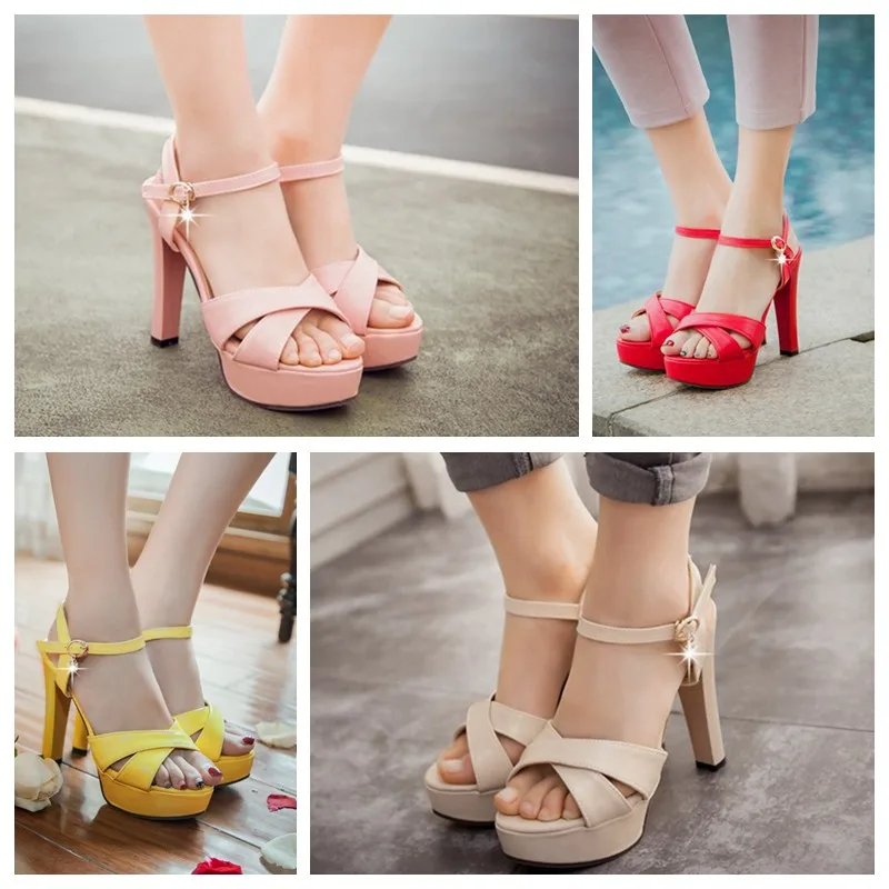 Girseaby/блестящие туфли на высоком каблуке с пряжкой и перекрестными ремешками; женские босоножки; Летние Повседневные Вечерние туфли; красный, розовый, желтый, бежевый