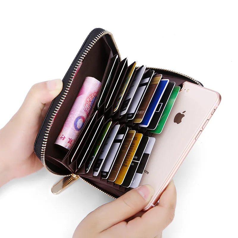 

JIULINKorean-Style Multi-Function Card Holder Large Capacity RFID xin yong ka bao Long Male Ms duo ka wei Organ Card Holder