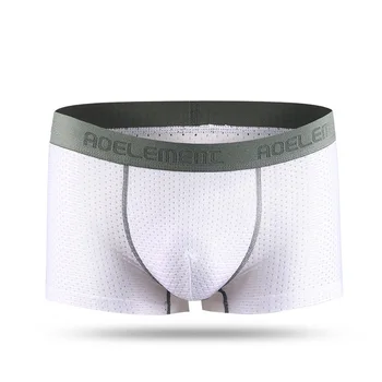 

New Fashion Men's Ice Mesh Hole Underwear Large Size Hollow Breathable Boxer Thin Section U convex Sexy Men's Underwear