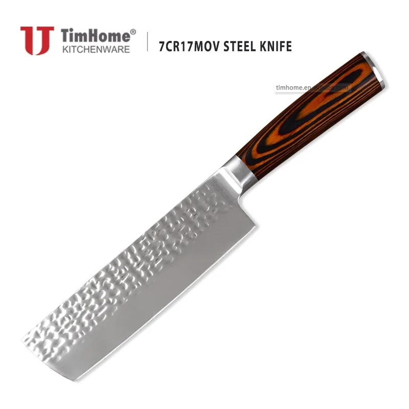 

Timhome brand 7 inch 7Cr17mov Stainless steel kitchen cleaver knife wooden handle