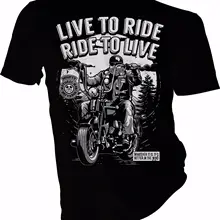 Мода горячая распродажа Live ездить, ездить, чтобы жить в байкерском стиле Взрослый мужской и женский футболка