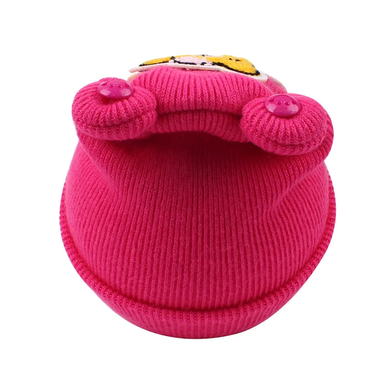 Knitted Newborn Baby Hat Cute Bear Infant Beanie Hat For Newborn Girls Soft Warm Baby Tire Hat Autumn Winter Baby Girls Clothing (9)