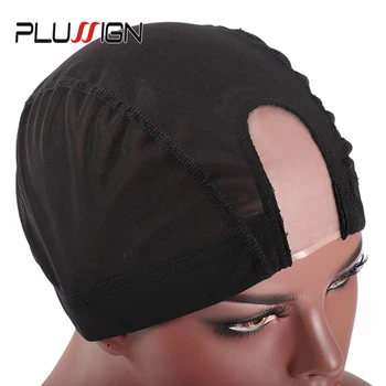 

Plussign New Arrival U-Mesh Wig Cap With Mono Net Realistic Material For Making Wigs U Part Wig Caps Black Middle Size Dome Cap