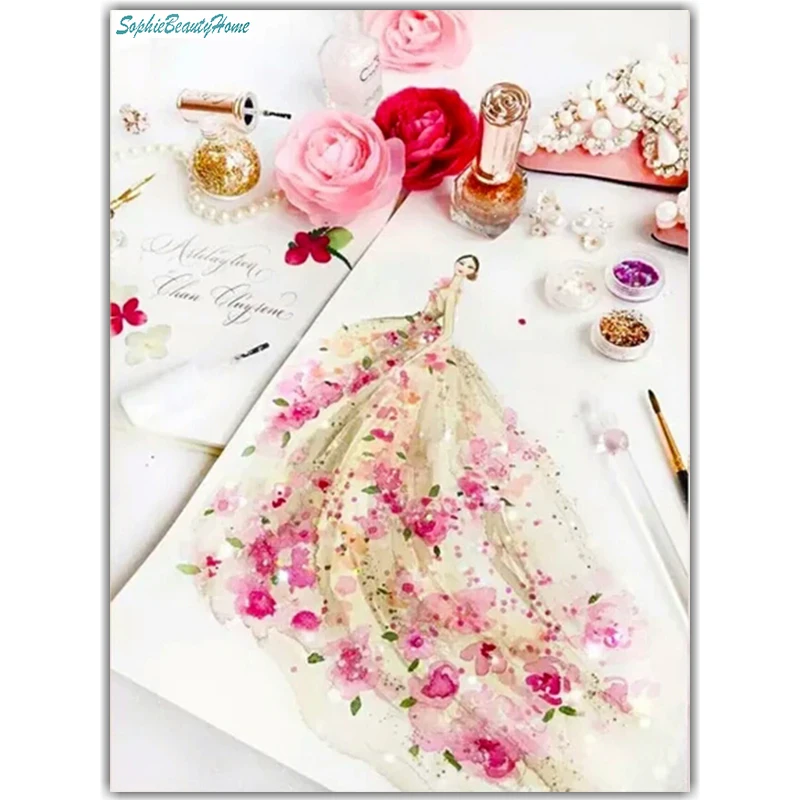 

Sophie beauty home Crystal Mosaic Needlework 5D Diy Painting Diamond Cross Stitch Diamond Square Embroidery Wedding dress Patter