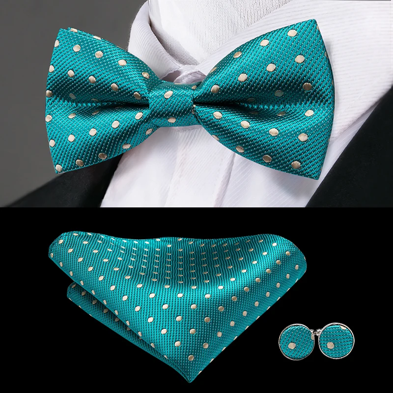 Привет-Классический мужской галстук из ткани зеленый галстук-бабочка для Для мужчин Шелковый бабочка с готовым узелком Галстуки Лук