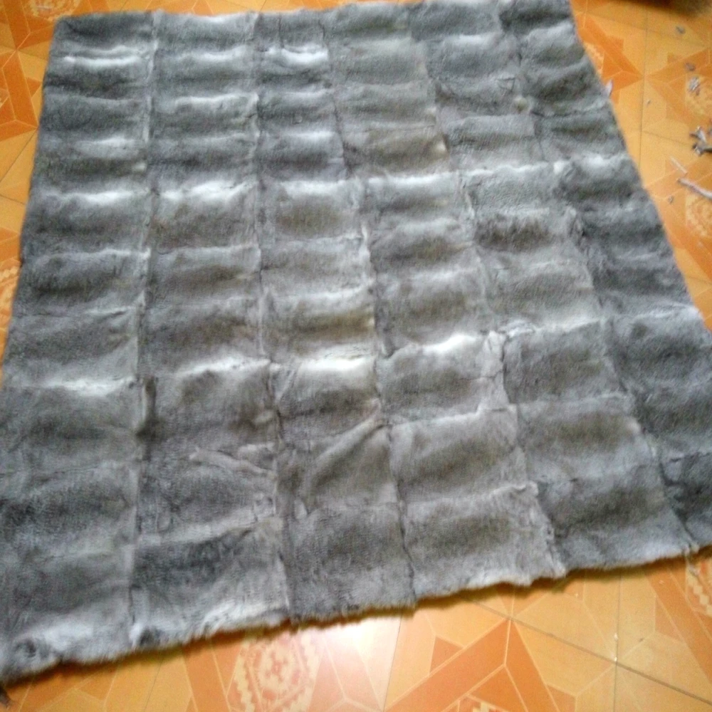 Genuine Rabbit Fur Blanket Floor Mat Real Fur Rug Decorative Blankets