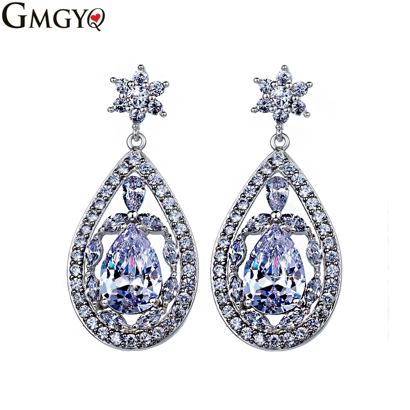 

GMGYQ Rose Gold Band Water Drop Cubic Zirkoon Korean Earrings Fashion Jewelry Voor Vrouwen Beste Vriend Pendientes Mujer Moda