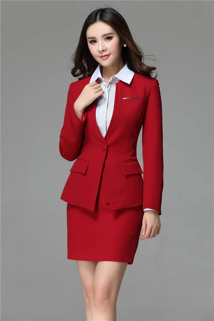 Официальный Стиль Униформа элегантный красный женский деловой костюм рабочая одежда Блейзер Куртка пальто дамы офисный блейзер верхняя одежда