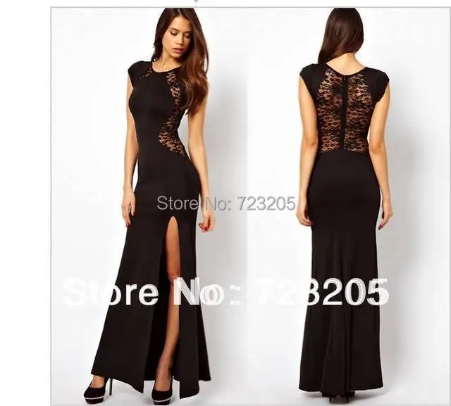 

New Arrival Szie S-XXL Summer Celebrity Lady Black Lace Gown Party Ball Evening Mermaid Dress Free Shipping + Faster Deliver