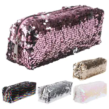 

Luxury Sequin Glitter Cosmetic Makeup Bag Shiny Bling Pencil Case Zipper Pouch Box School Stationery