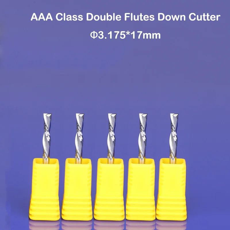 

5pc 3.175x17mm left hand down cutter spiral two double flute CNC router bits free shipping