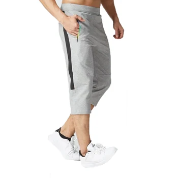 

Mens Casual Cotton Pants Trousers 2017 New joggers Men'S Pure Color 3/4 Leggings Leisure Foot Trousers Multicolor L-4XL