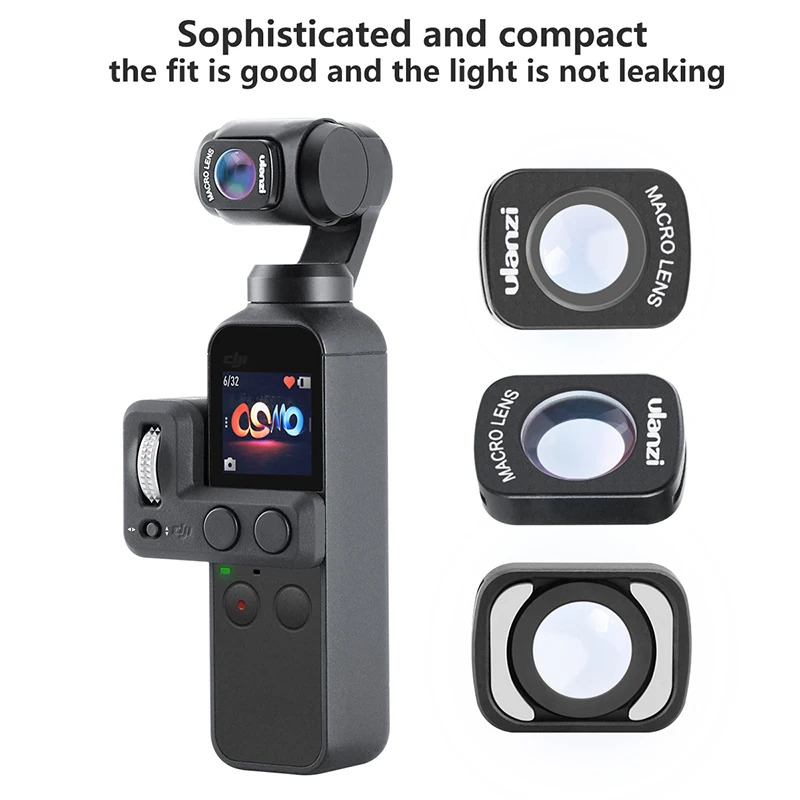 Baratos Mini lente Macro gran angular para Dji Osmo bolsillo 10X HD 4 K Macro lente Gimbal accesorios magnético Ulanzi OP 5 OP 6 lentes