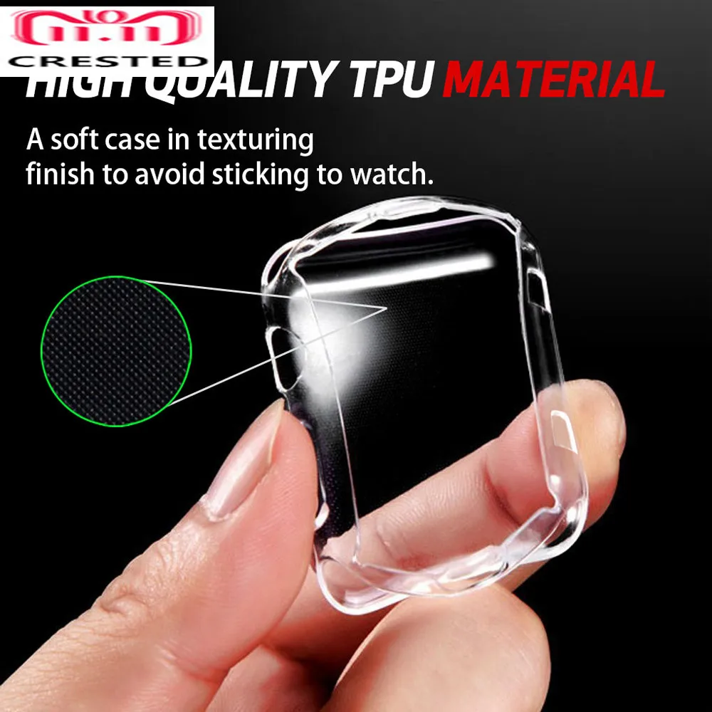 

CRESTED soft case cover For Apple Watch band 42mm/38mm iwatch strap series 3 2 silicone All-around Ultra-thin frame shell