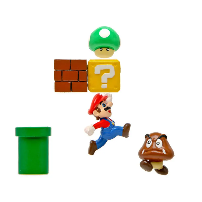 8pcs/set Classic Super Mario Bro Bullet Mushroom Turtle Wall Anime Action Figures Toys Baby Kids Lovely DIY Doll Toys Gifts