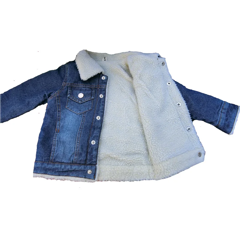 Джинсовая куртка для маленьких мальчиков и девочек; Новинка года; детская одежда; сезон осень-зима; куртка из плотного бархата для маленьких девочек; DQ665
