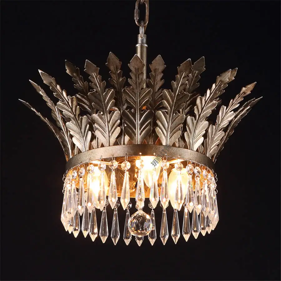 Европейская классика Корона Подвеска с кристаллом огни для гостиной отель роскошный золотой подвесной светильник столовая светильники