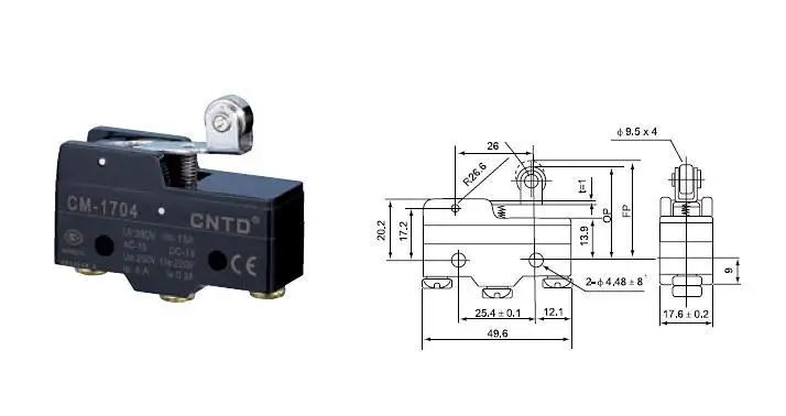 Высокое качество CNTD CM-1704 микро-переключатель/концевой переключатель Ui 380V Ith 15A для электрического вилочный погрузчик инструмент