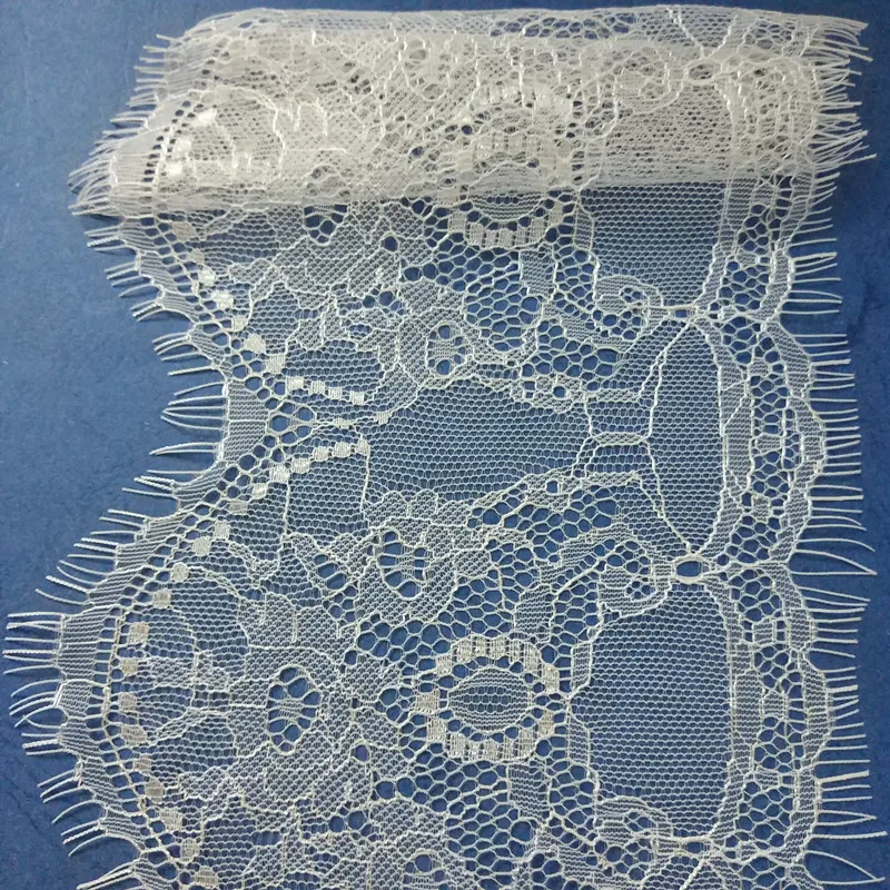 New-Hot-15cm-Wide-3yards-Voile-Embroidered-Lace-trim-White-Black-Shiny-Eyelash-Fabric-Lace-Sewing (1)