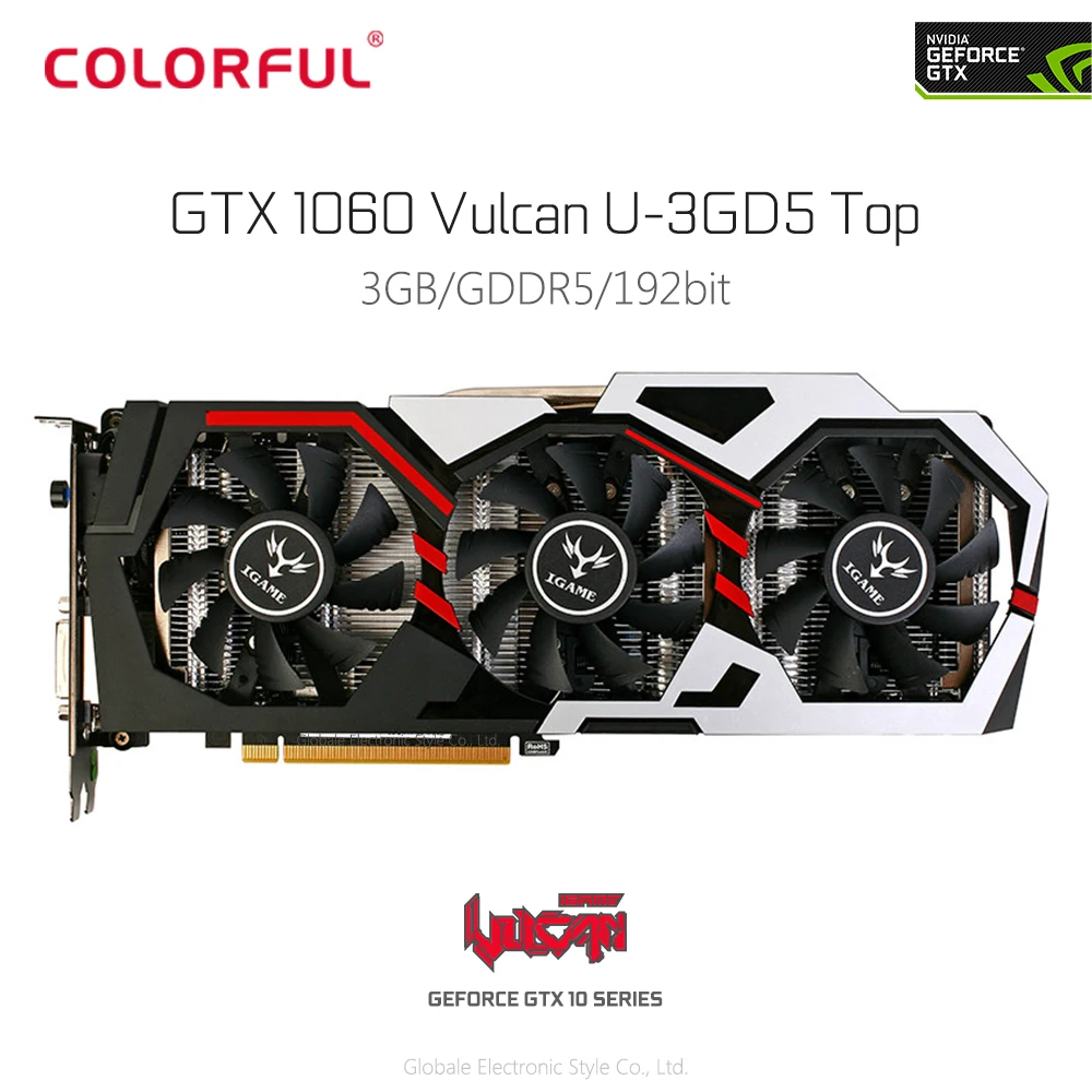 

Original Colorful iGame 1060 U - 3GD5 Top 3GB Video Graphics Card GeForce GTX 1060 GPU 192bit 1506MHz GDDR5 Map for Gaming