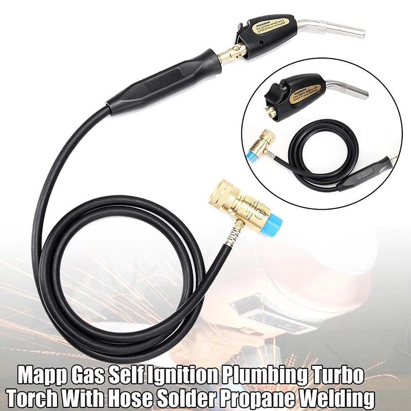 Propane Brazing Torch Mapp Gas Self Ignition Plumbing Turbo Torch Solder Propane Welding with Welding Hose for Heating Tool
