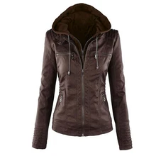 5XL 6XL 7XL плюс Размер Женская одежда зимняя куртка с капюшоном из искусственной кожи Куртка с застежкой-молнией и капюшоном парка тонкая мотоциклетная куртка 8L1069