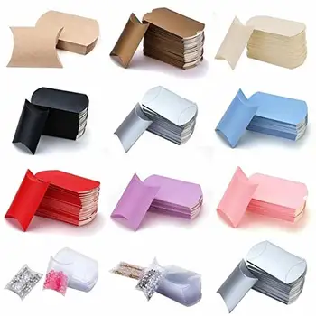 

100pcs/lot Cute Kraft Paper Gift Box Pillow Shape Wedding Party Favor Gift Candy Boxes Candy Box Wedding Gift Packaging Supply
