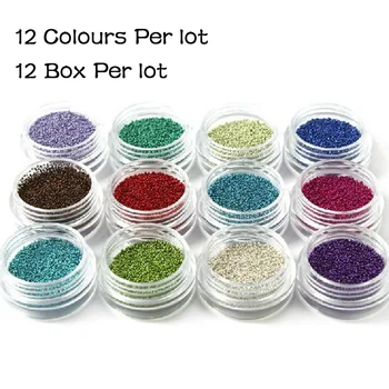 

12box/set Colorful Mixed Caviar Nail Beads Glass Trend Caviar Nail Art Decorations Micro Beads DIY 3D Nail Accessories
