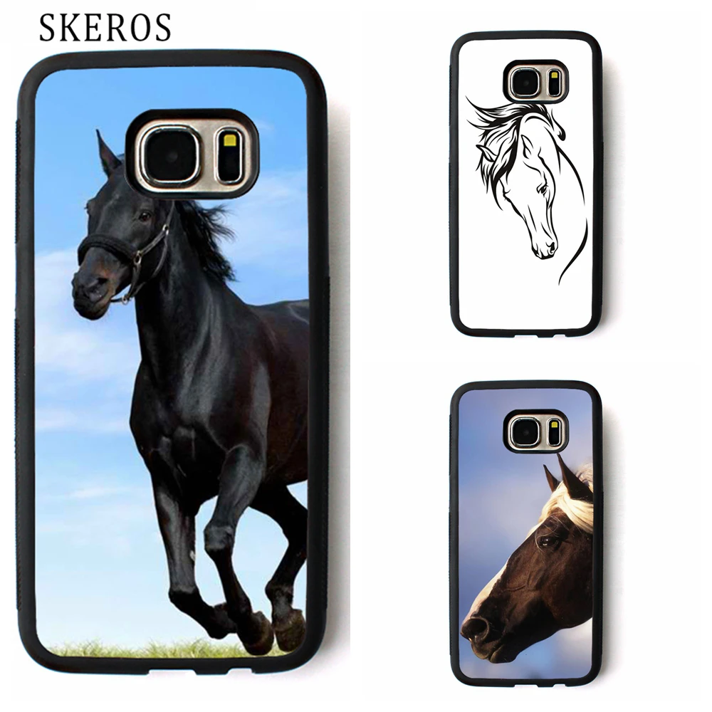 Skeros лошадь черный животных крышка телефона чехол для Samsung Galaxy S3 S4 S5 S6 S7 S8 Edge