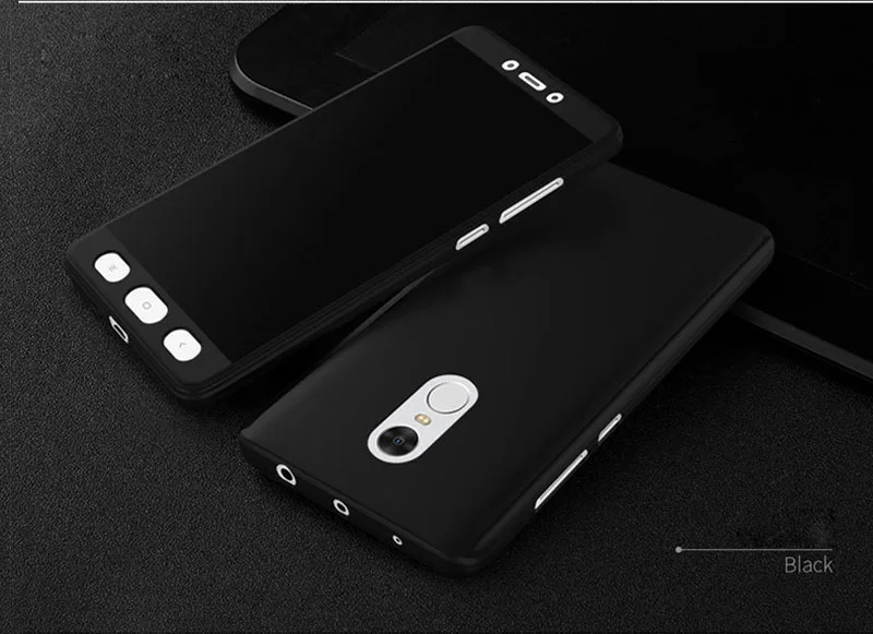 360 чехол для защиты всего тела для Xiaomi Redmi Note 4 X 4X Pro Гибридный чехол для телефона на Xiomi Note4x глобальная версия+ закаленное стекло - Цвет: Черный