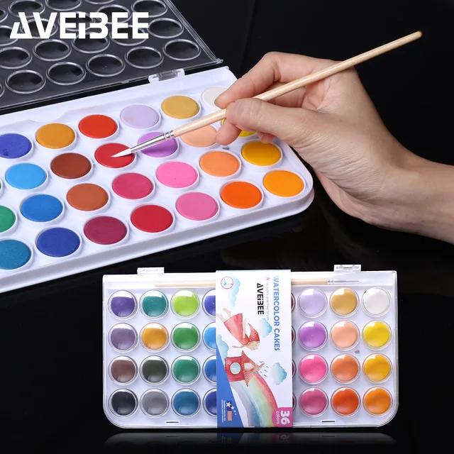 Stationery School Supplies Watercolor Paint 36 Colors Portable Plastic
