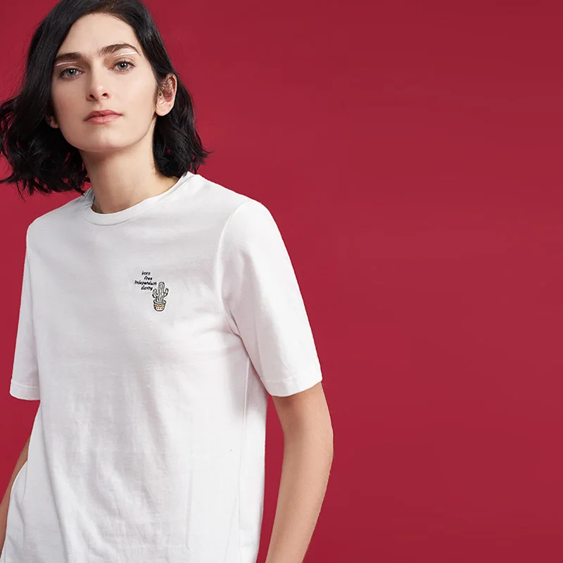 Toyouth mujeres Camisas o Masajeadores de cuello Camisetas con Bordado para mujer verano Mujer Tops camiseta feminina Toyouth mujeres Camisas o Masajeadores de cuello Camisetas con Bordado para mujer verano Mujer Tops camiseta feminina