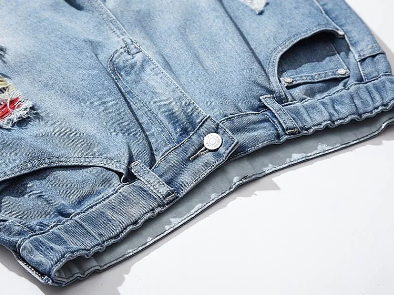 Loose Casual Ripped Jeans Women Trousers Hole Denim Harem Pants Elastic Waist Plus Size Jeans Blue MYNN113 Loose Casual Ripped Jeans Women Trousers Hole Denim Harem Pants Elastic Waist Plus Size Jeans Blue MYNN113